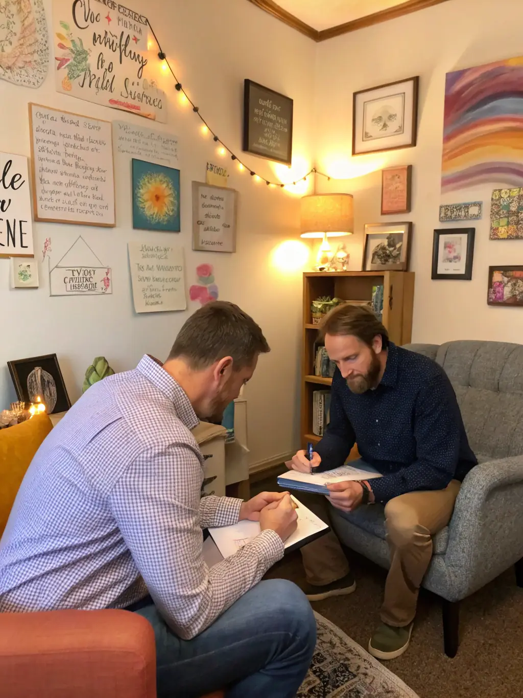 A professional coach guiding a business owner through a strategic planning session, emphasizing growth and market analysis.