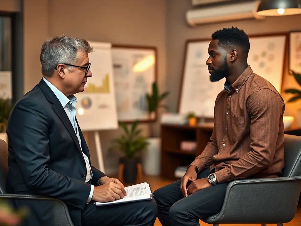 A business mentor is providing one-on-one coaching to a South African entrepreneur, focusing on leadership development and effective decision-making.